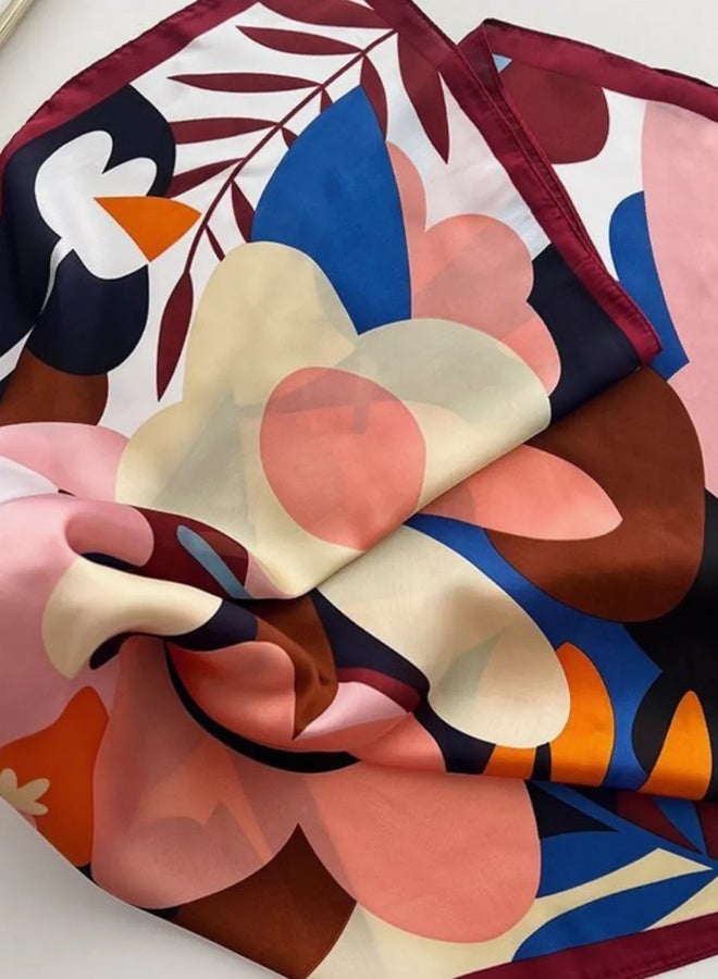 Loquat 35inch Square Silk Head Scarf Fashion Silk Head Scarf for Women Textured Scarf, Suitable For Wrapping Hair Sleeping. - Image 4